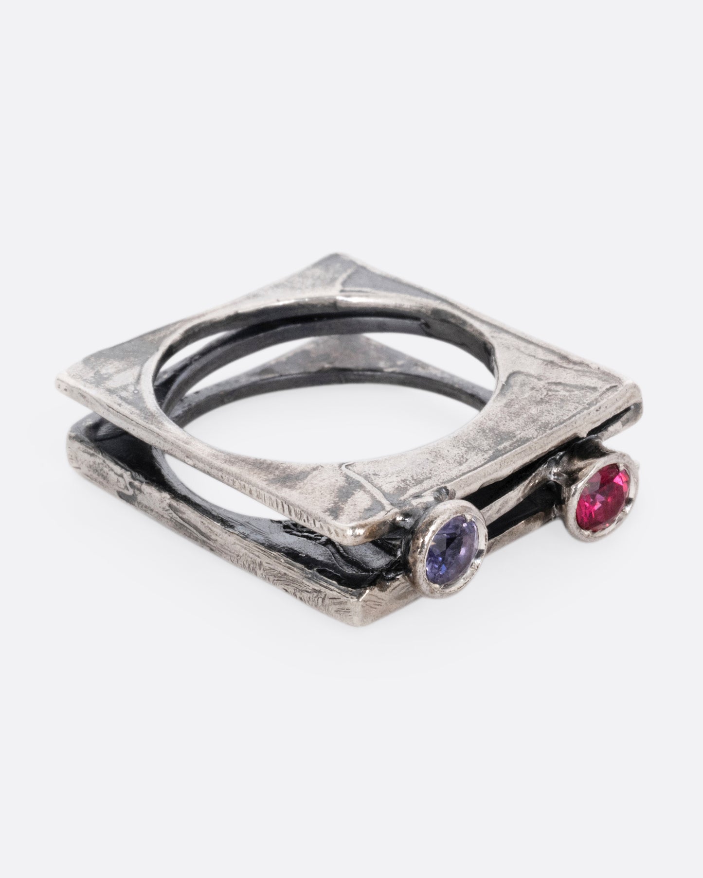 Iolite and Rhodolite Layered Ring