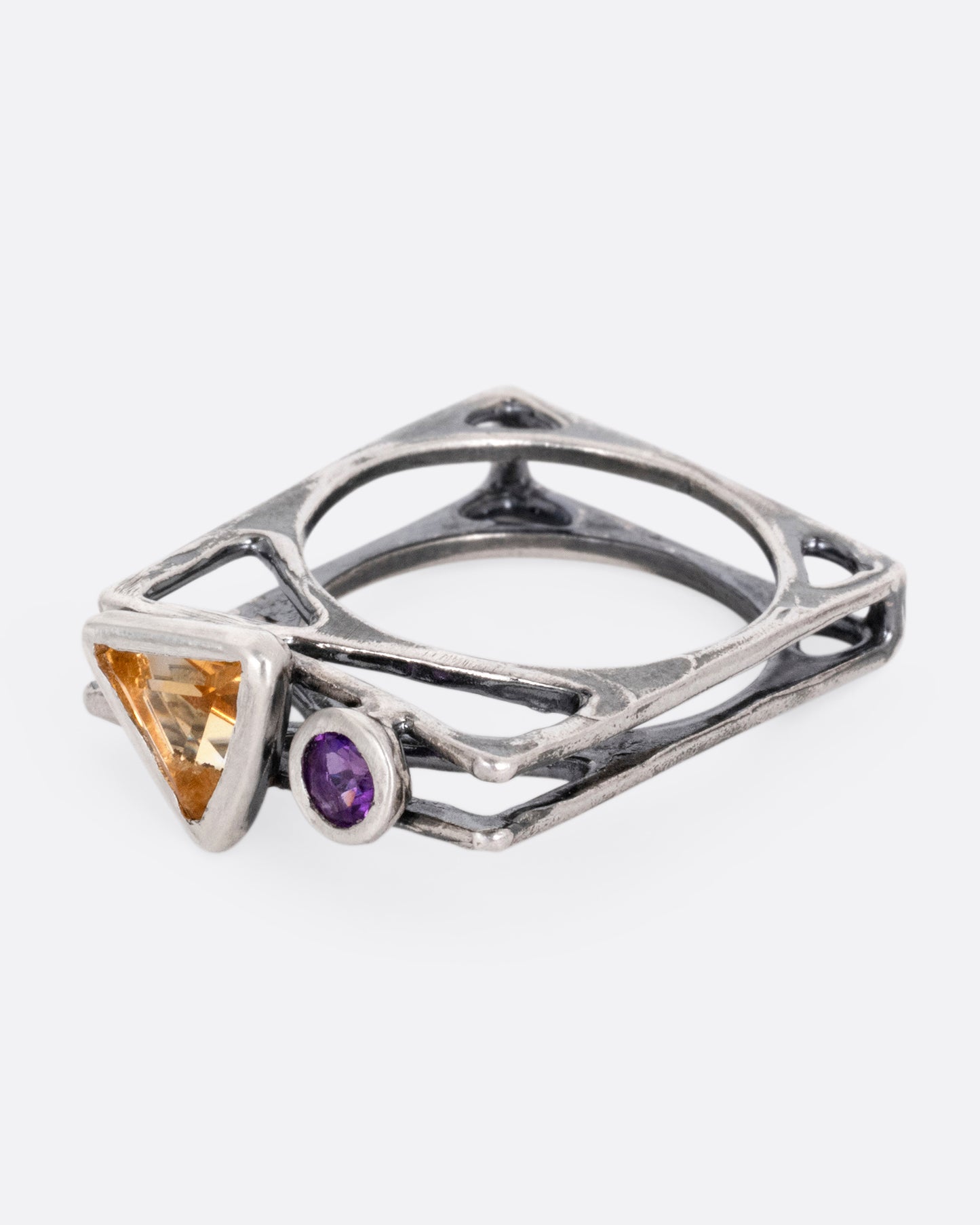 Amethyst and Citrine Square Ring
