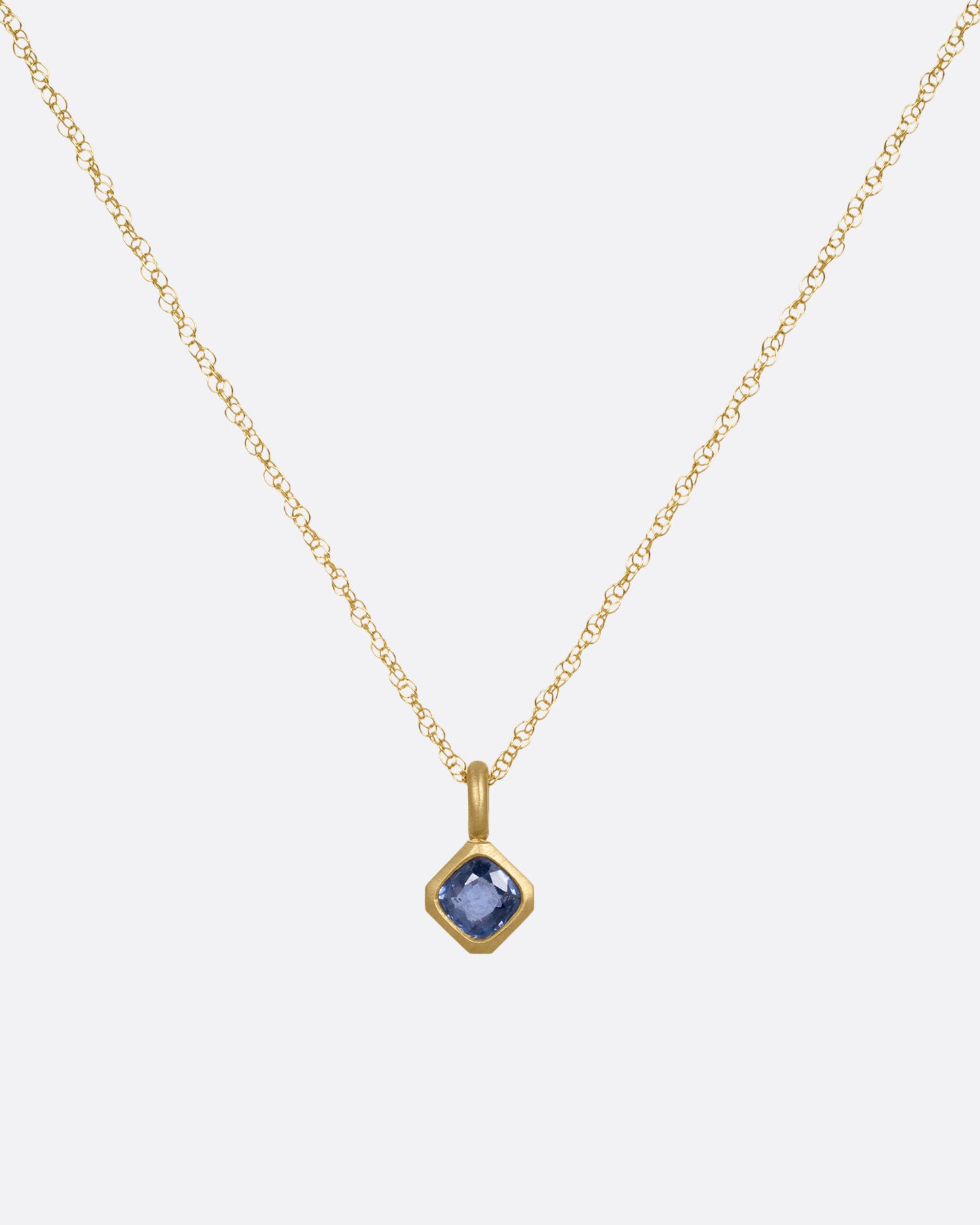 Sapphire Offset Petite Pendant Necklace