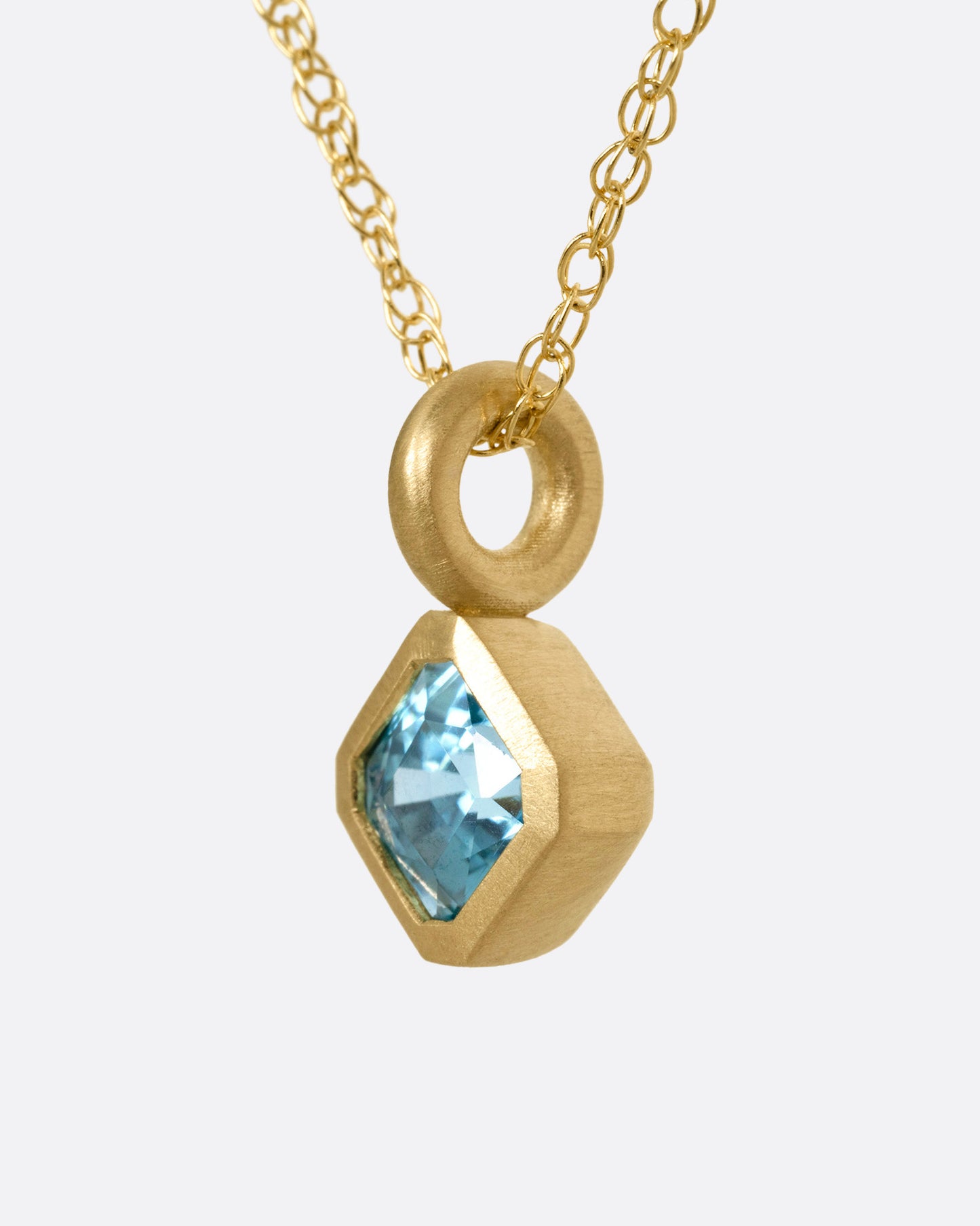 Zircon Offset Petite Pendant Necklace