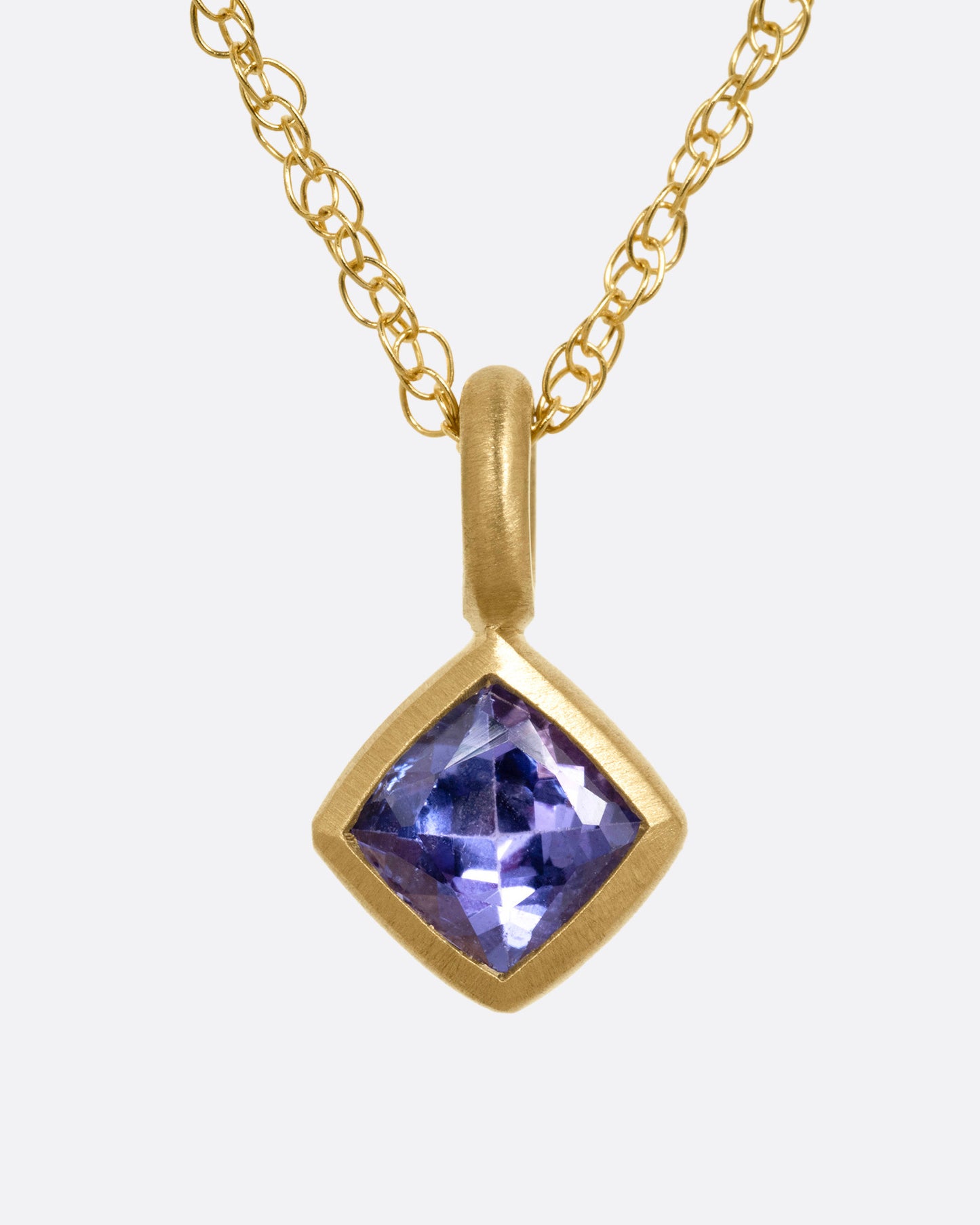 Tanzanite Offset Petite Pendant Necklace