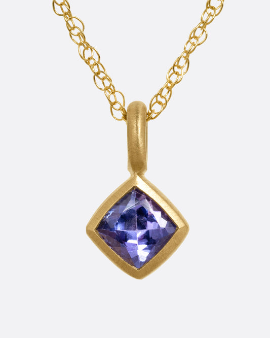 Tanzanite Offset Petite Pendant Necklace