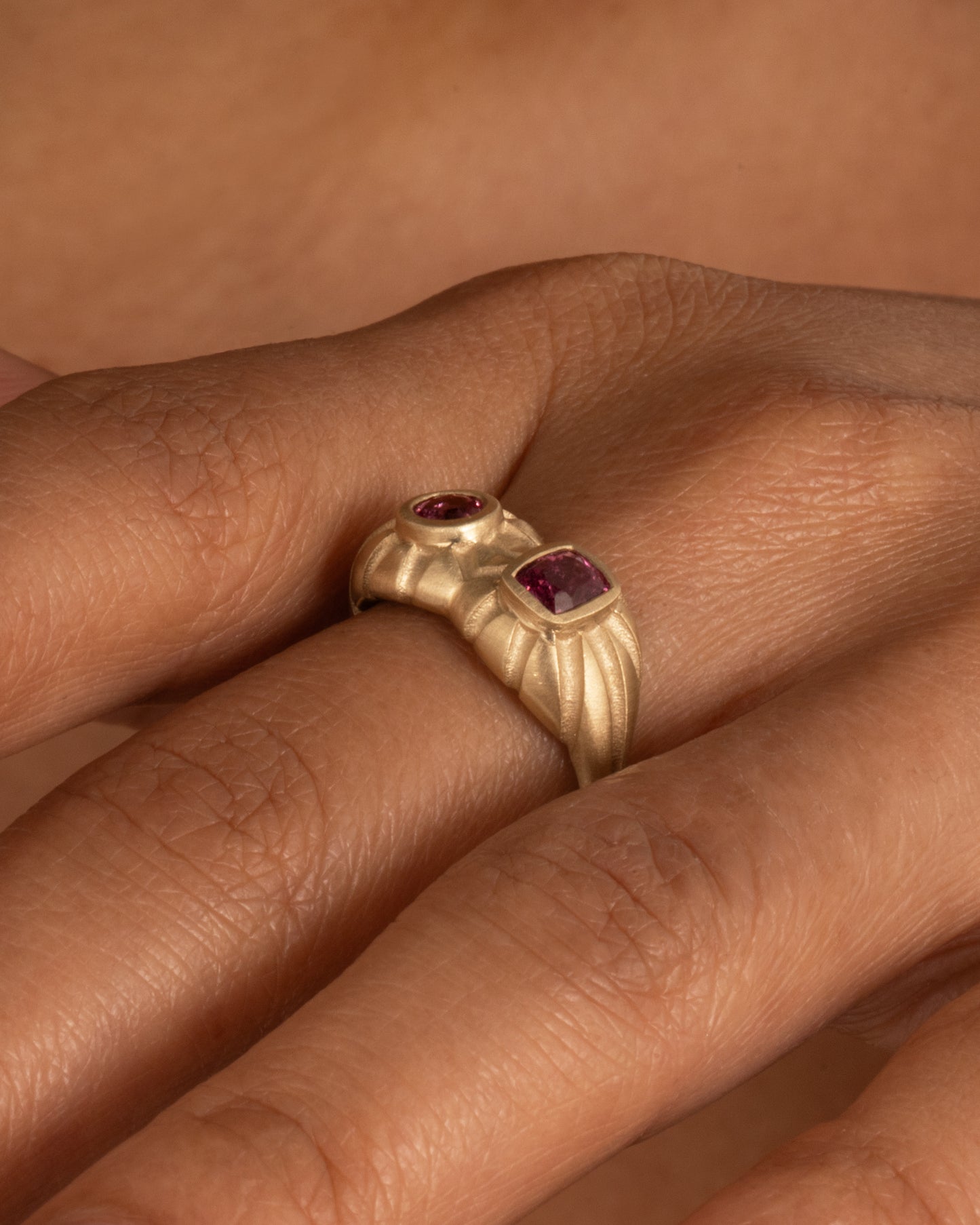 Double Helios Pink Spinel Ring