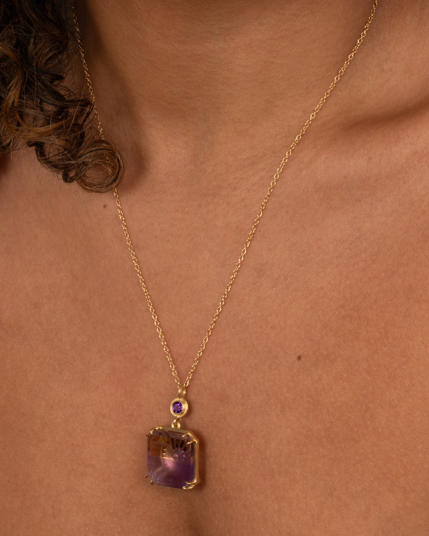 Ametrine Sunset Intaglio Pendant Necklace