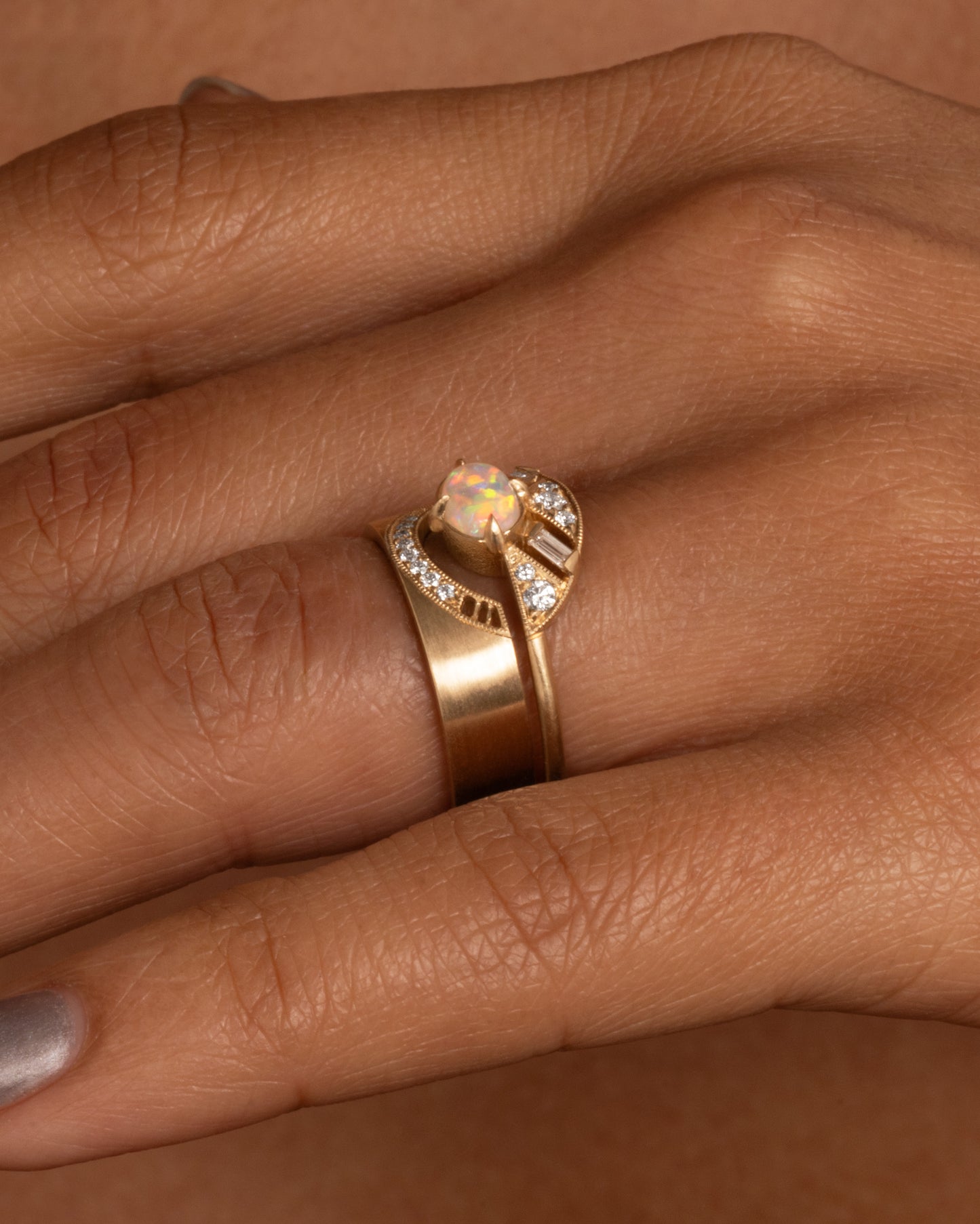 Opal and Diamond Leanne Ring