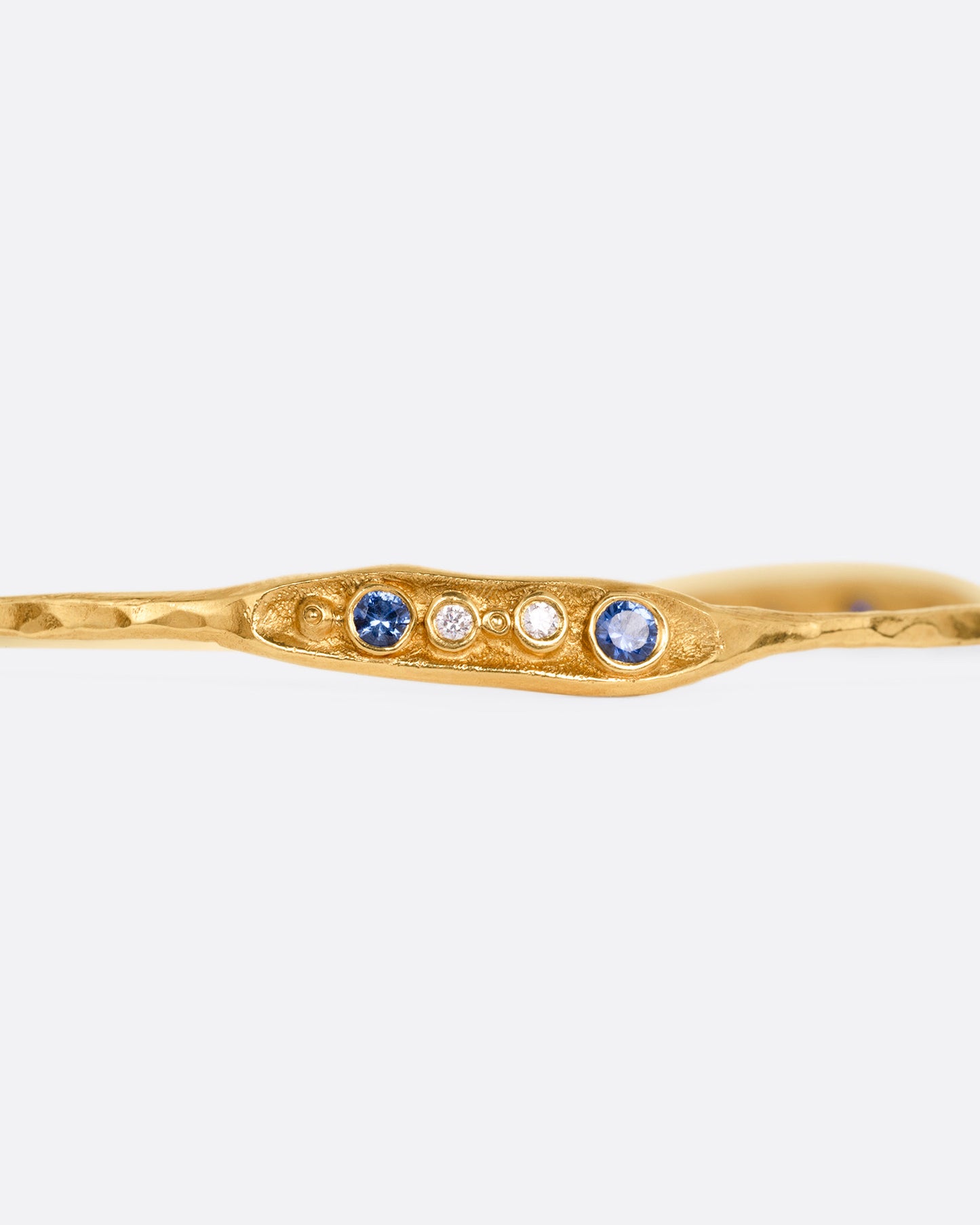 Blue Sapphire and Diamond Organic Bangle Bracelet