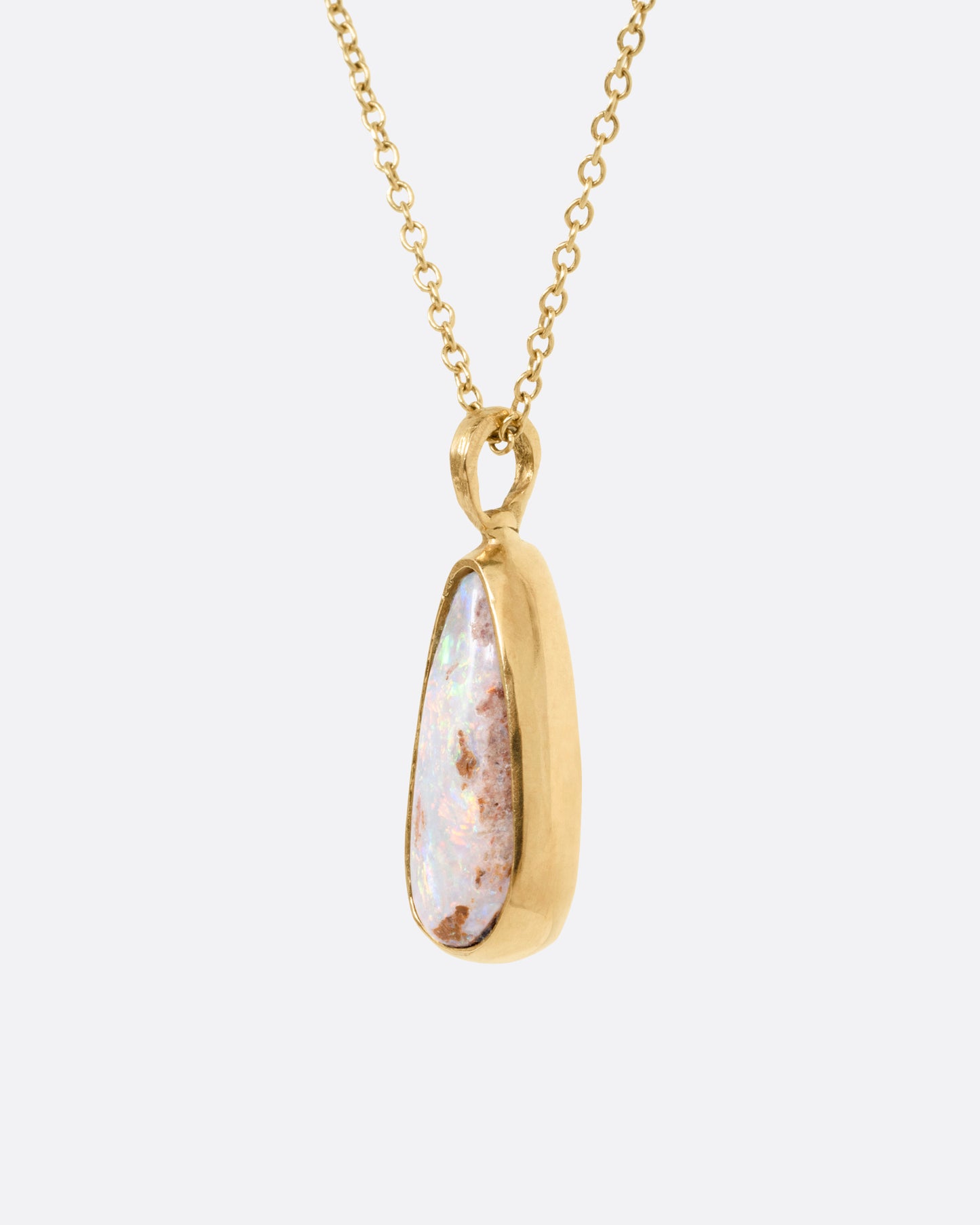 Australian Opal Teardrop Pendant Necklace