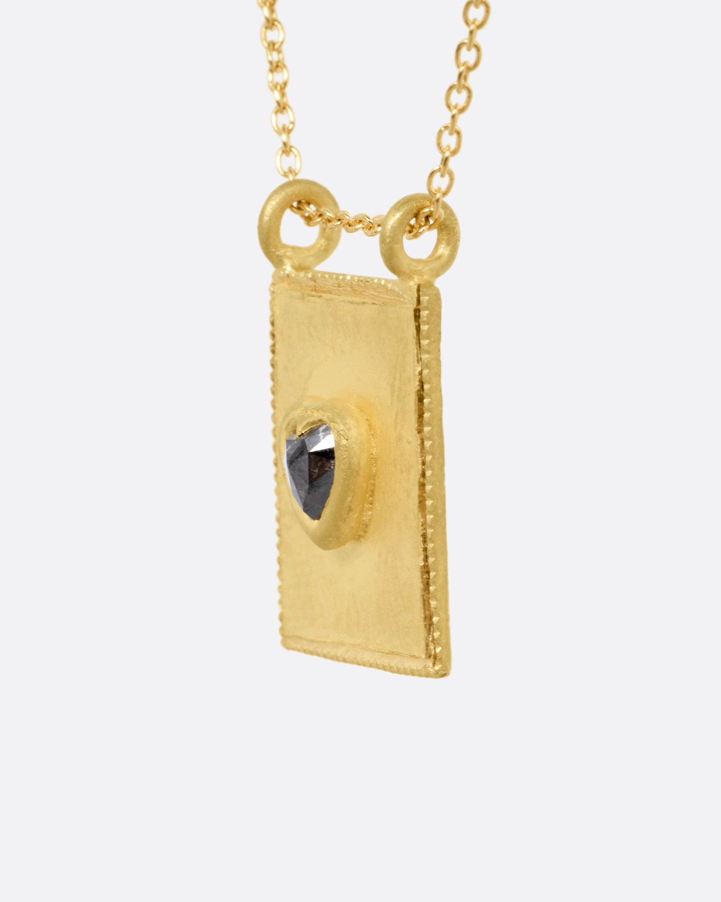 Diamond Heart Rectangular Frame Pendant Necklace