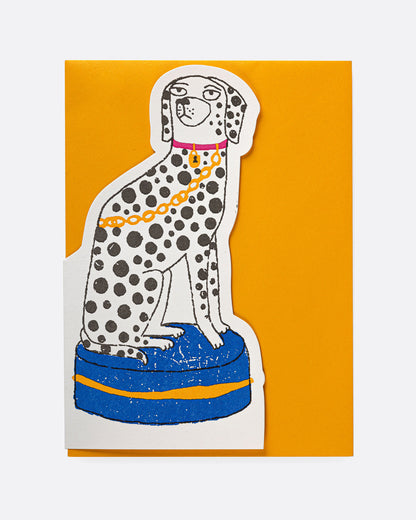 Dalmatian die-cut card, shown with its yellow envelope