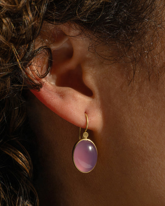 Purple Chalcedony Drop Earrings