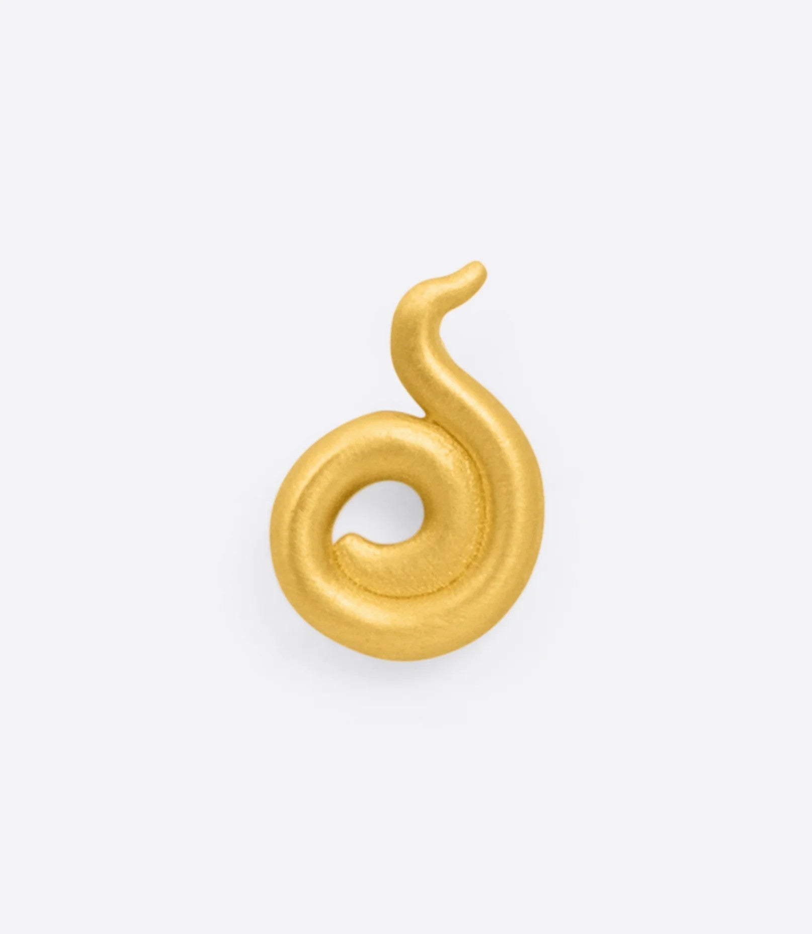 A yellow gold spiral stud earring, shown from the front.