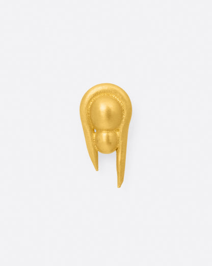 Yellow gold sphere stud earrings, front view of the other stud