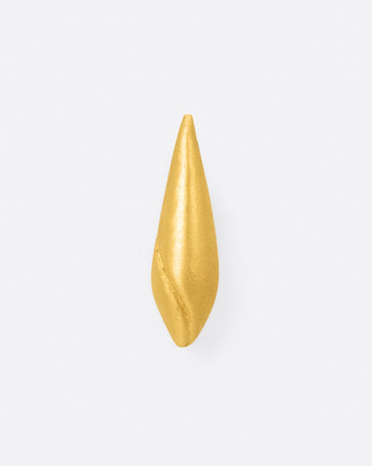 Yellow gold shell stud earrings, front view of one stud