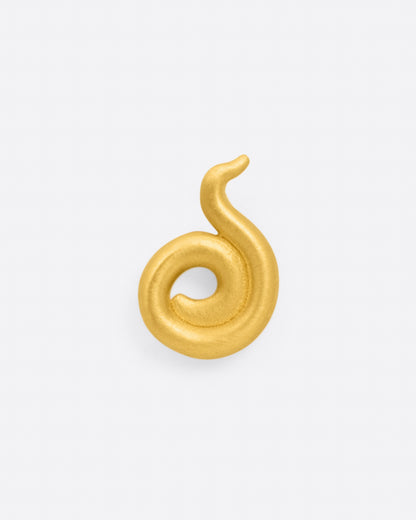 Yellow gold coil stud earrings, front view of the other stud