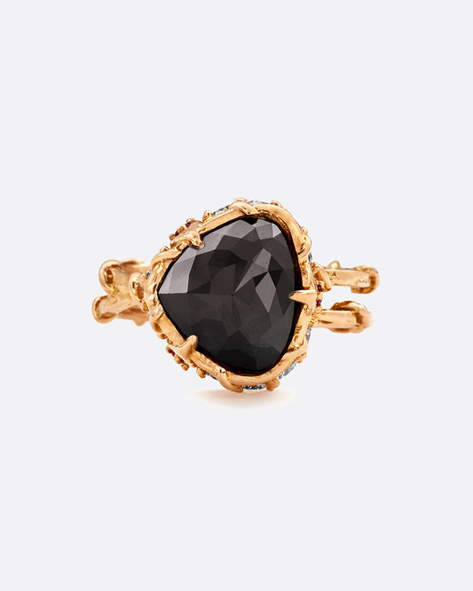 18k rose gold and black diamond Intrigue Crown ring by Karen Karch